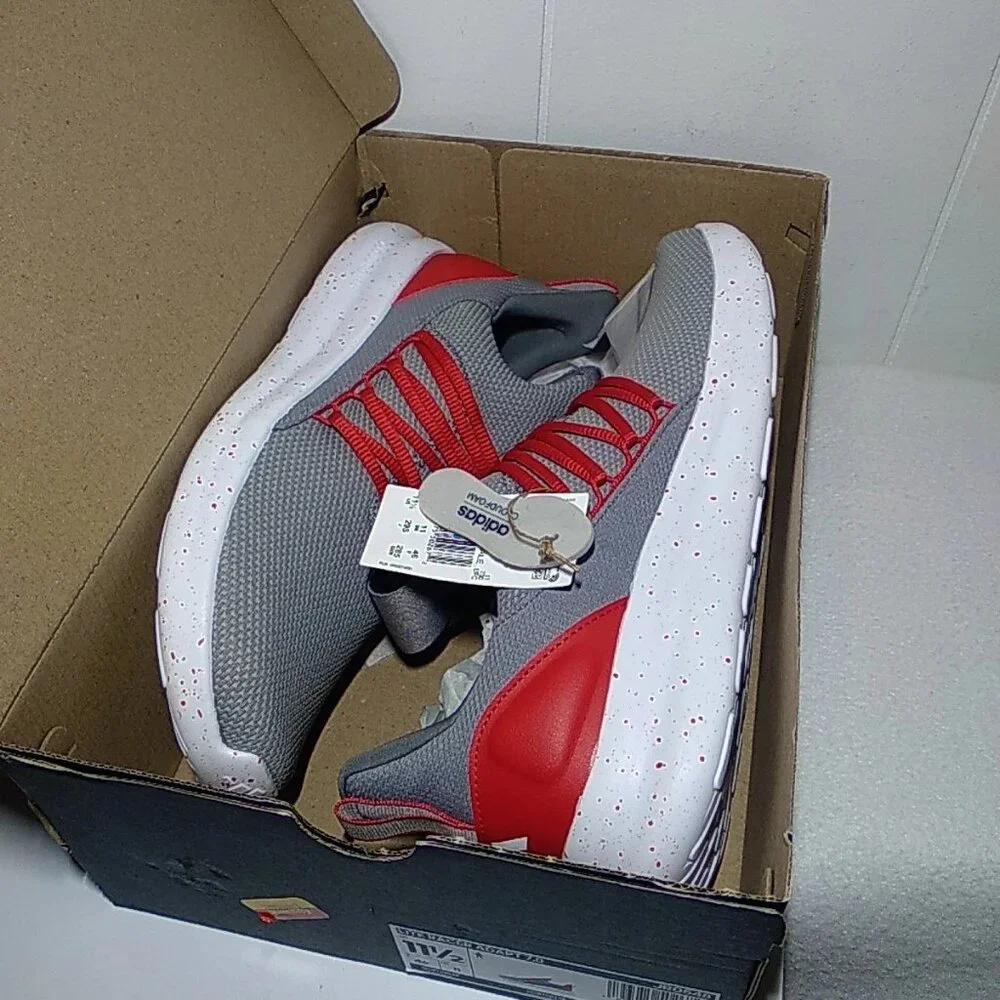 Adidas Lite Racer Adapt 7.0 Running Shoes Men’s Sz 11.5 Gray Red JR0548